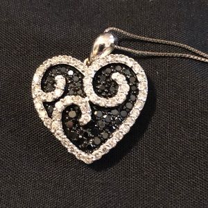 Levian Black/White Diamond Heart Pendant